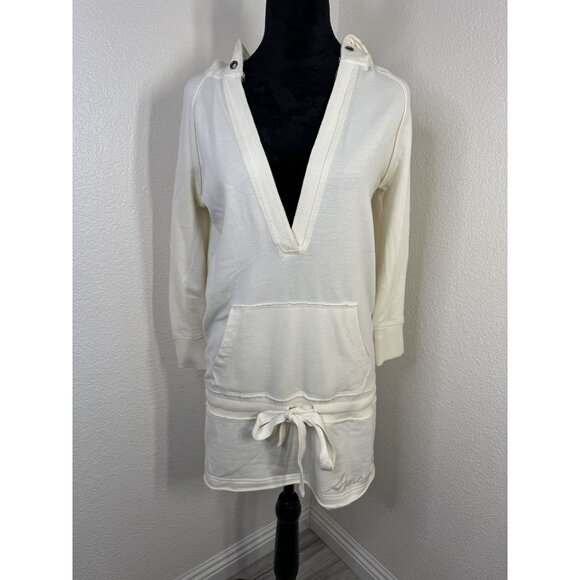 Y2K Abercrombie & Fitch Womens V-Neck Tunic Hoodie L Cotton/Polyester Blend Made - Picture 1 of 11